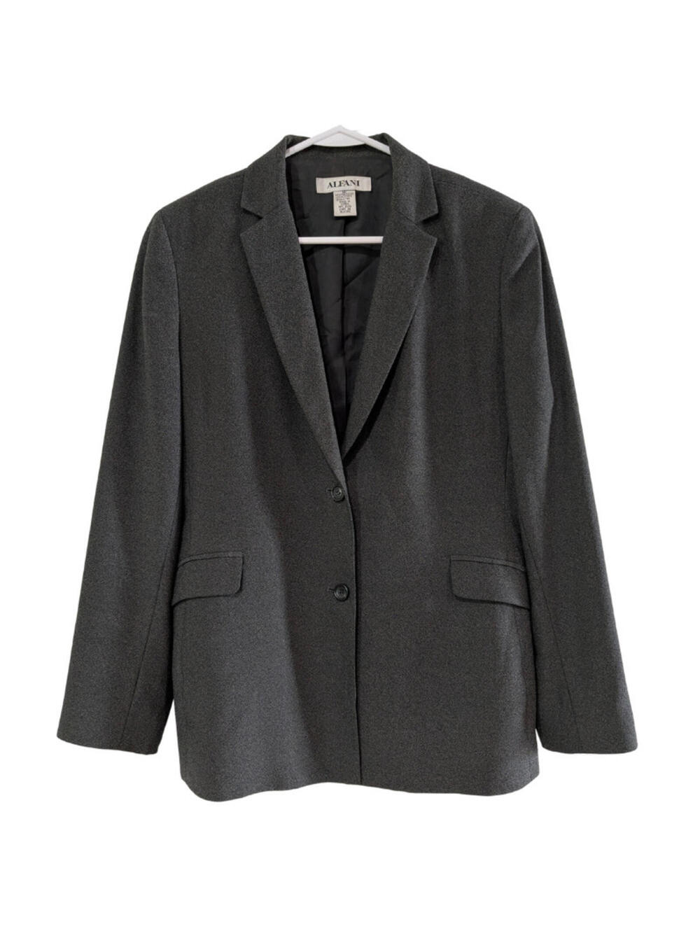 Alfani Women's Gray Two‑Button Blazer, Size 10, Notch Collar, Fully Lined